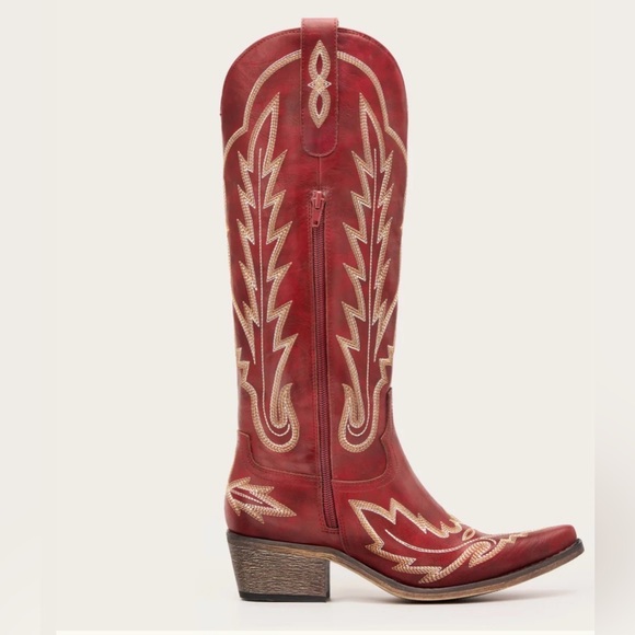 THE ROSEMARY - CREAM CLASSIC TALL COWGIRL BOOTS WITH EMBROIDERY - Picture 7 of 12